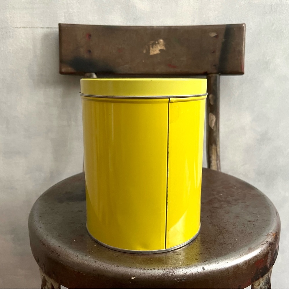 Vintage Yellow With Roses Shabby Chic Storage Tin - Picture 3 of 7